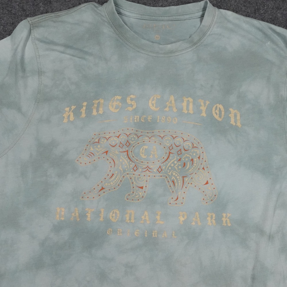Epic Kings Canyon National Park Grizzly Bear Tie Dye T-Shirt Mens Medium Green